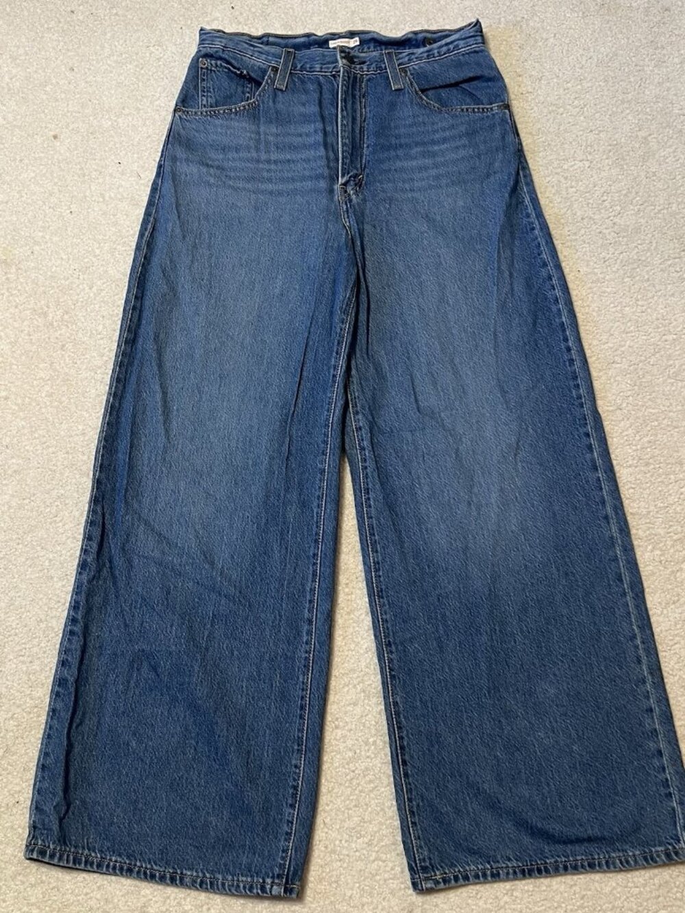 Levi's Cinch Baggy Jeans Womens 29x30 (29x31 Tag) High Rise Wide Leg Medium Wash